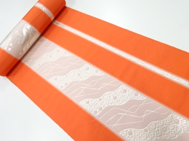 JAPANESE KIMONO / ANTIQUE BOLT FOR HASSUN OBI / WOVEN STRIPE & FLOWER